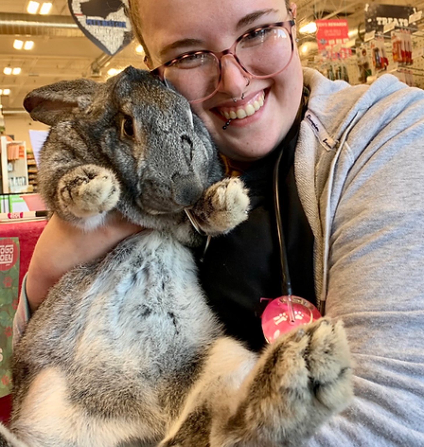 Zoey Sinclair of GogoZoey holding a rabbit